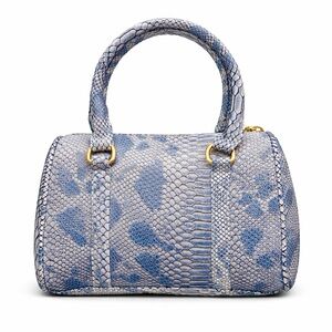 Blue Snakeskin Embossed Pattern Small Boston Handbag NEW